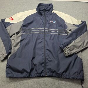 New England Patriots SI NFL Windbreaker Jacket Navy Blue Grey Mens XL